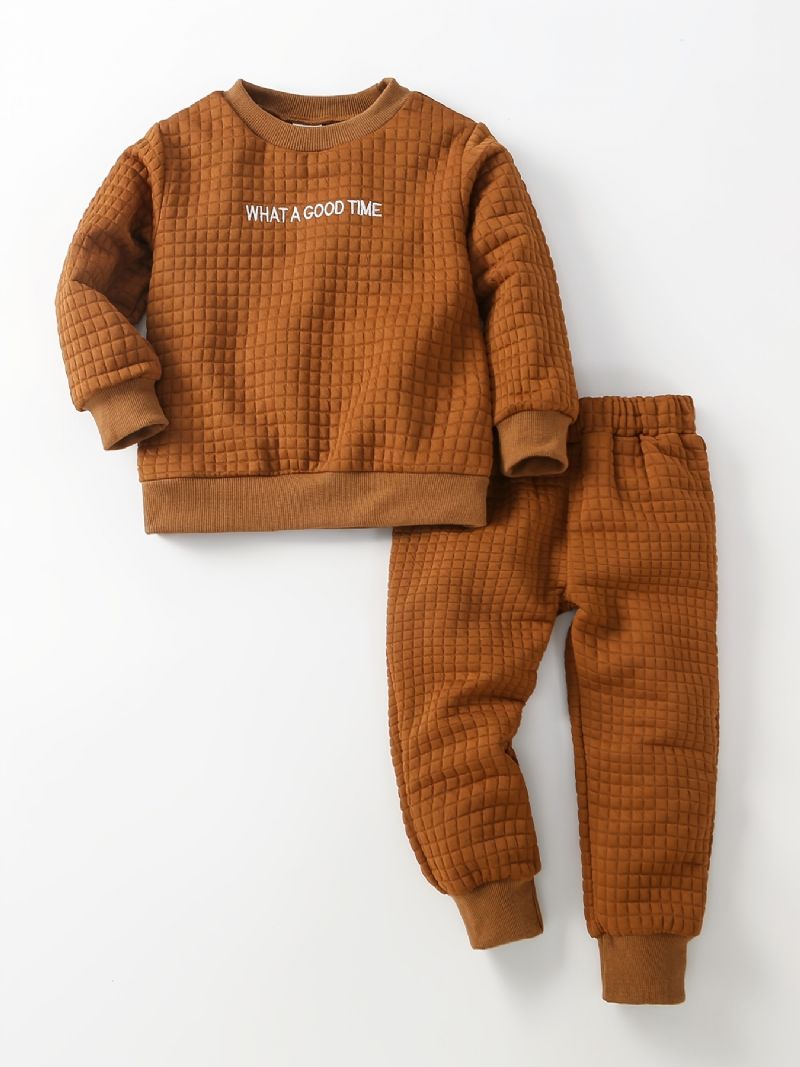 Pojkar Broderad Pyjamas Set Långärmad Byxa Set