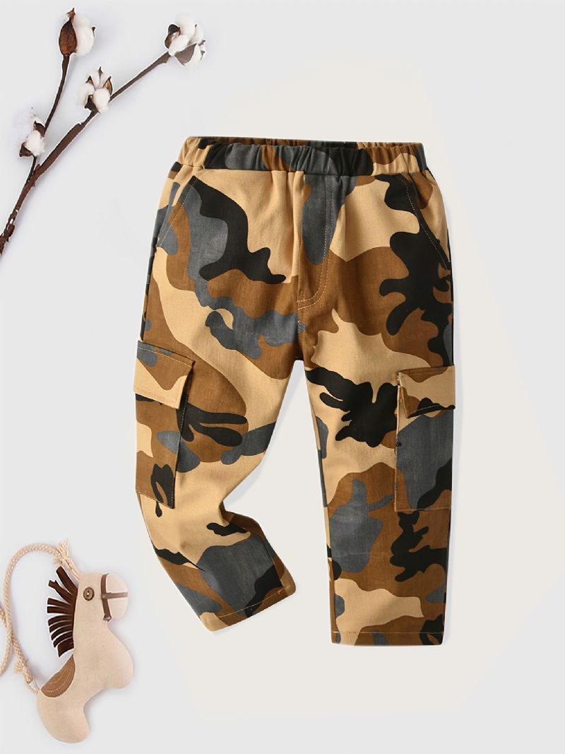 Pojkar Camo Casual Byxor Med Fickor För Vår/höst