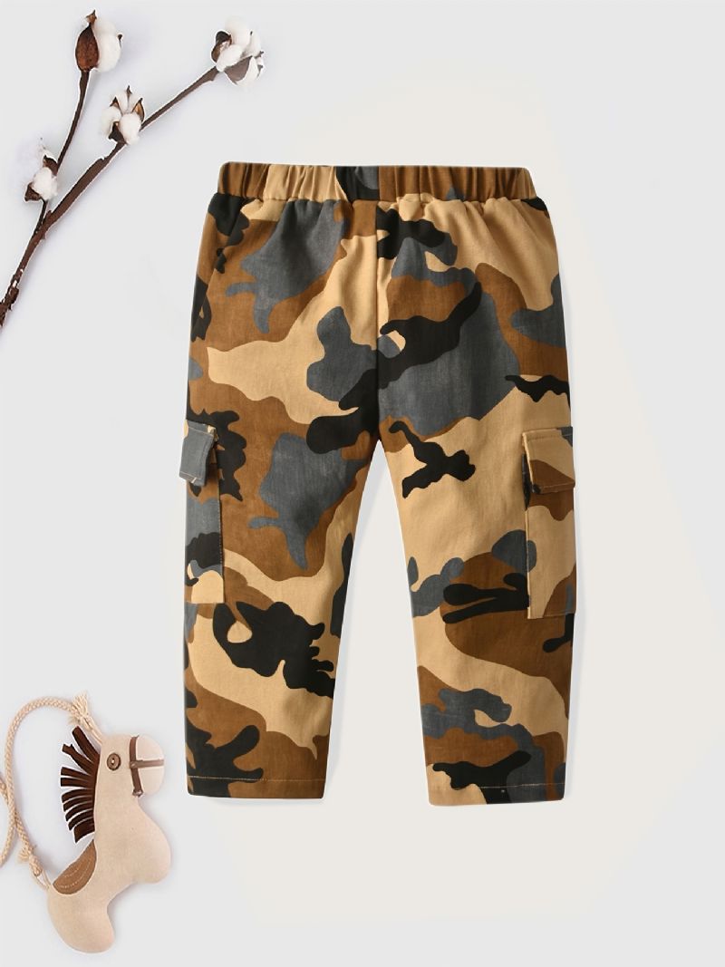 Pojkar Camo Casual Byxor Med Fickor För Vår/höst