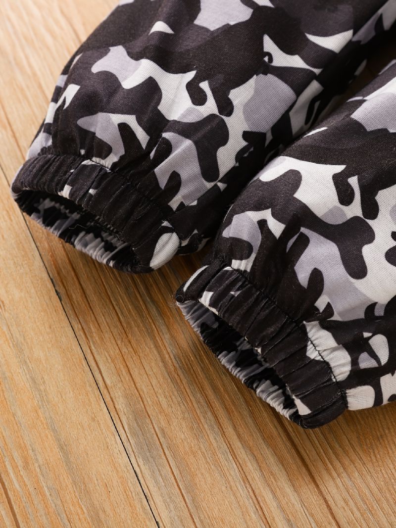 Pojkar Casual Camouflage Pocket Front Elastisk Midja Sportbyxor Kläder