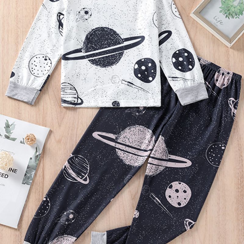 Pojkar Cosmic Print Crew Neck Top & Pants Loungewear