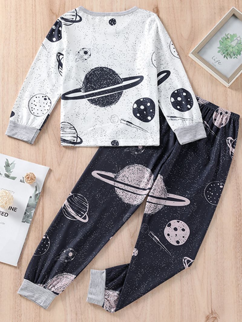 Pojkar Cosmic Print Crew Neck Top & Pants Loungewear