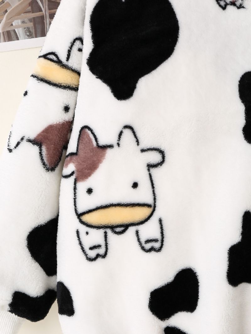 Pojkar Cow Print Långärmad & Byxa Set Lounge Wear Homewear Barnkläder För Vintern