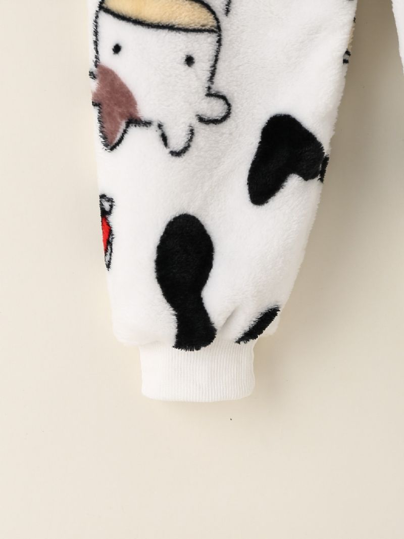 Pojkar Cow Print Långärmad & Byxa Set Lounge Wear Homewear Barnkläder För Vintern