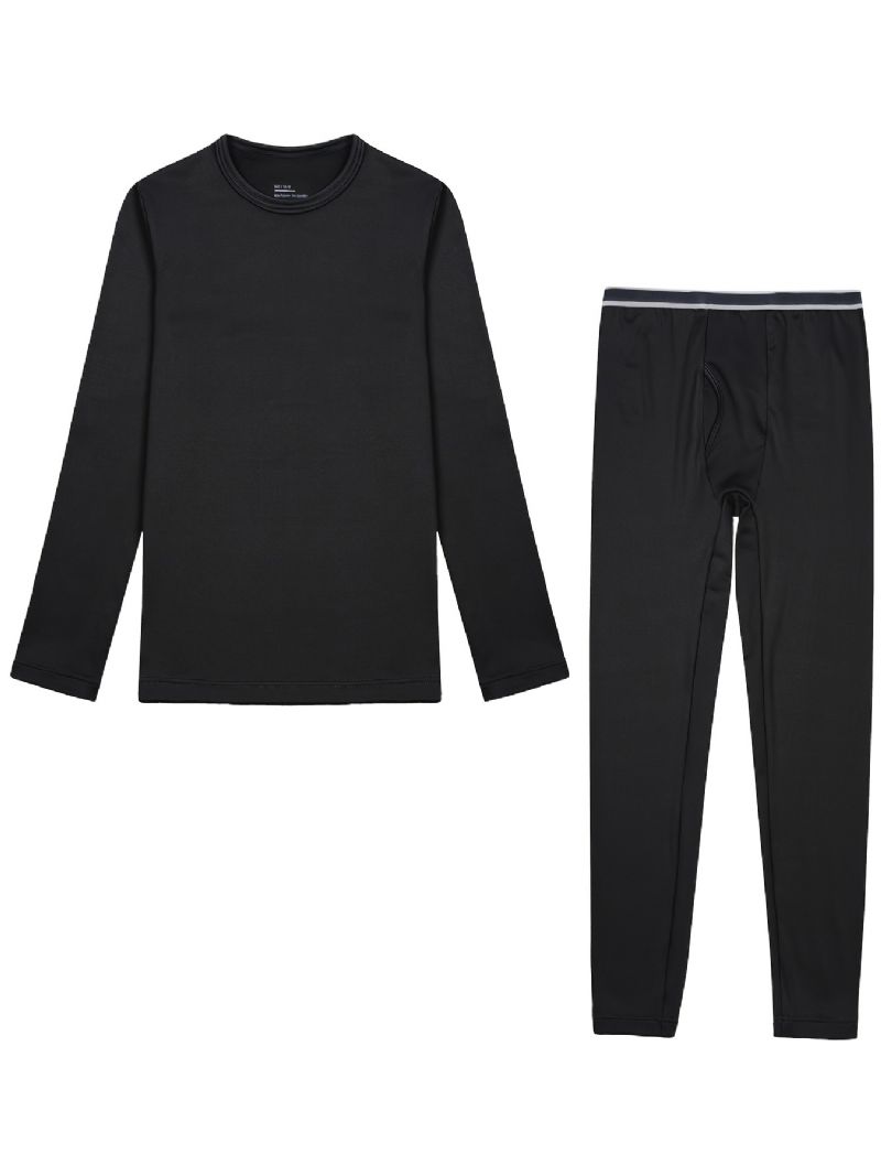 Pojkar Fleece Thermal Base Layer Set Med Långärmad Topp & Byxor För Vintern