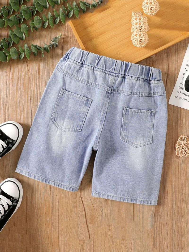 Pojkar Grå Denim Ripped Casual Shorts Lösa Byxor