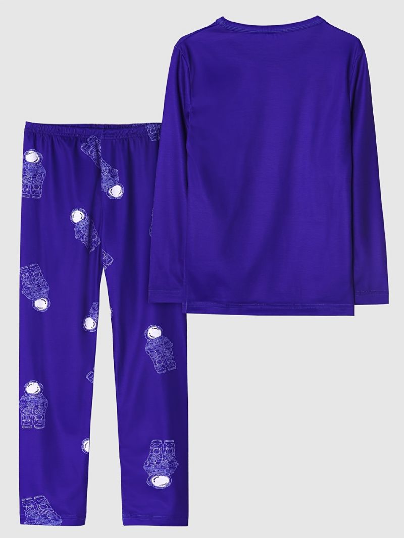 Pojkar Pyjamas Astronaut Print Rundhalsad Långärmad Topp & Byxor Set