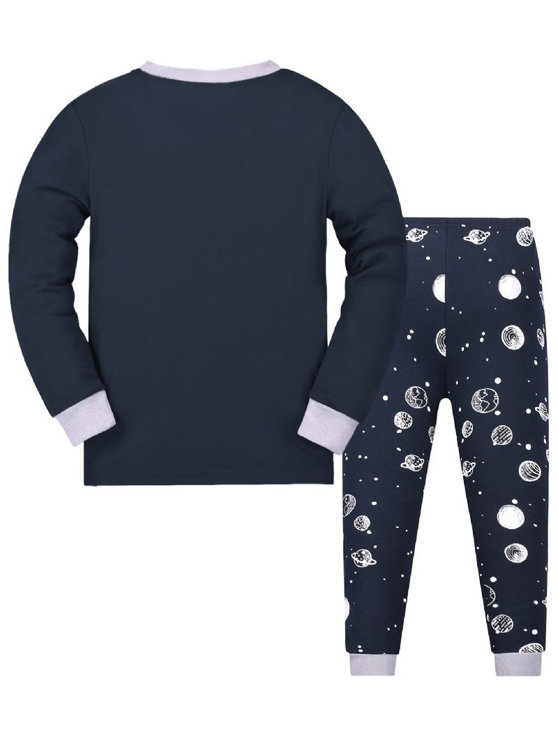 Pojkar Space Print Pyjamas Set Långärmade Byxor Set