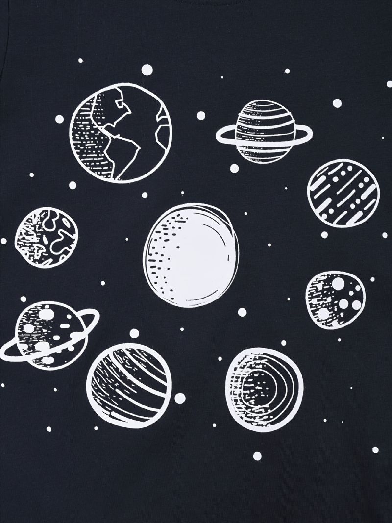 Pojkar Space Print Pyjamas Set Långärmade Byxor Set