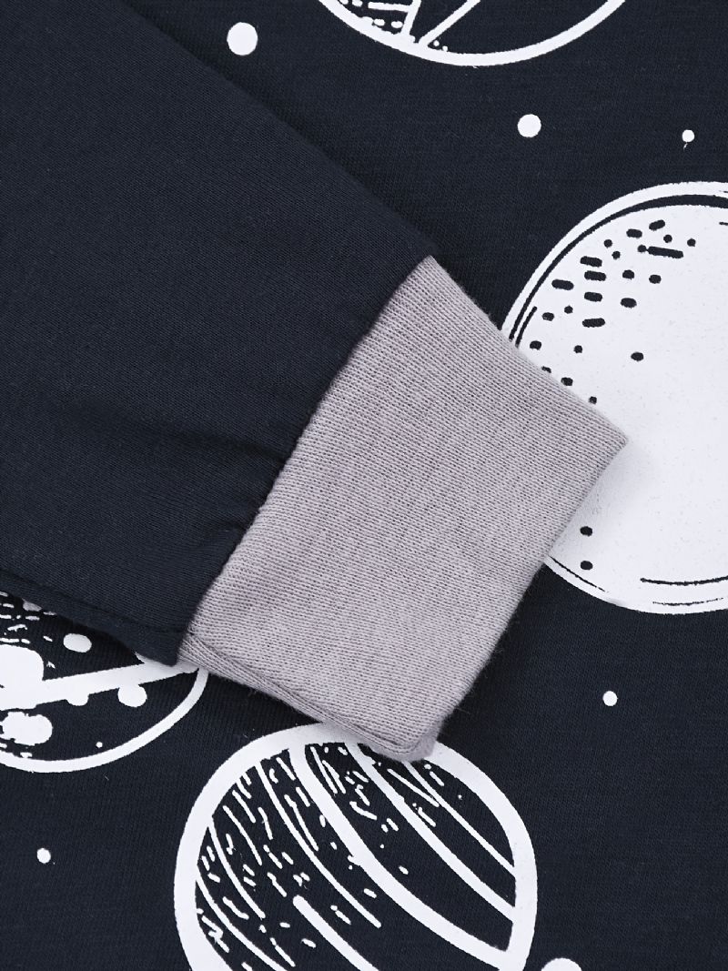 Pojkar Space Print Pyjamas Set Långärmade Byxor Set