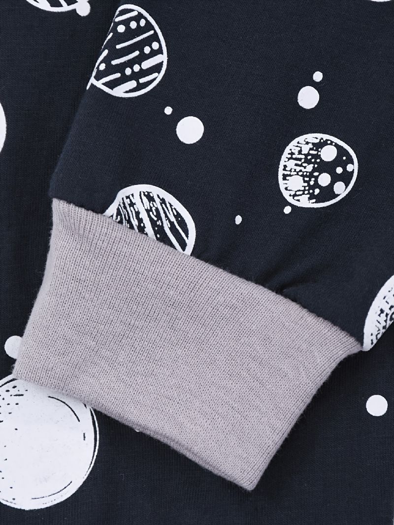 Pojkar Space Print Pyjamas Set Långärmade Byxor Set