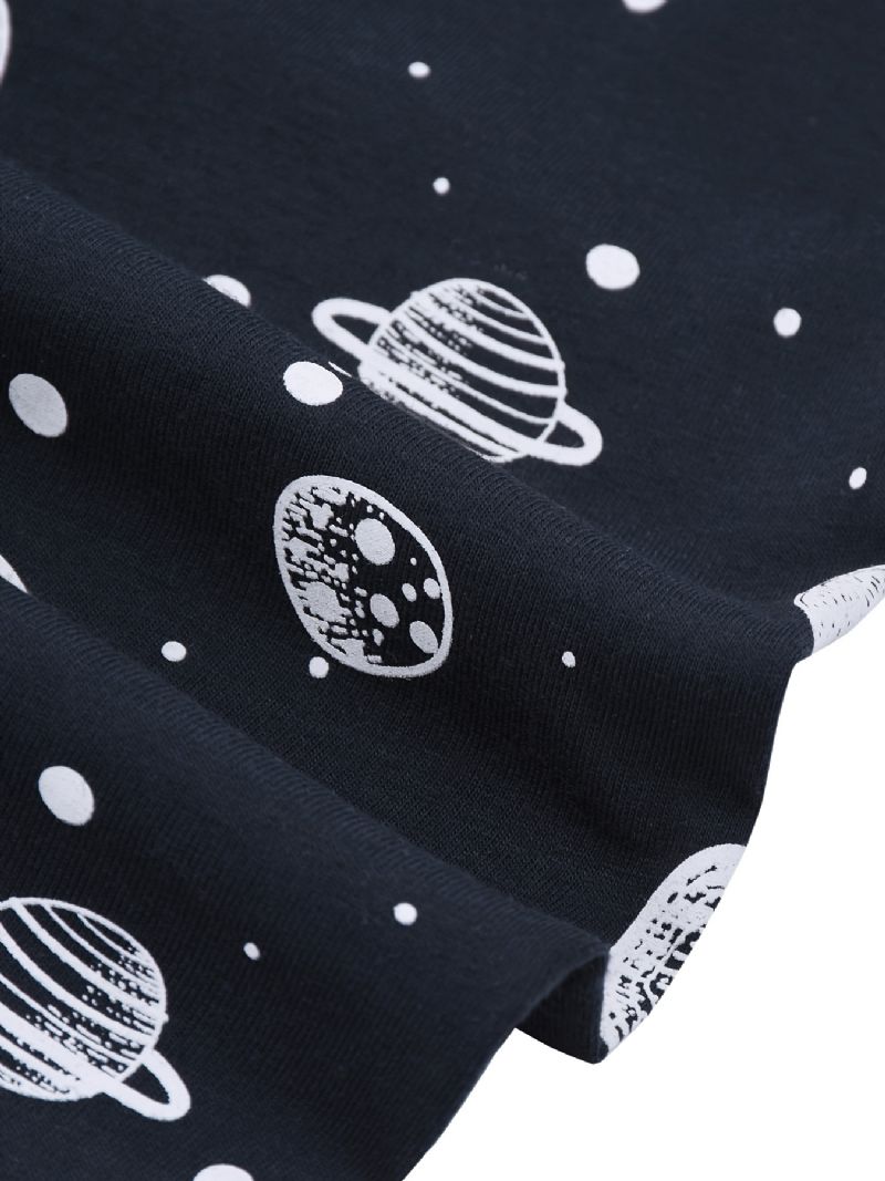 Pojkar Space Print Pyjamas Set Långärmade Byxor Set